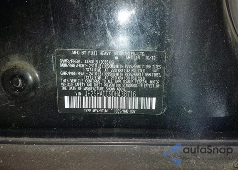 2013 Subaru Forester 2.5X Premium from USA, damaged, VIN JF2SHACC9DH438716